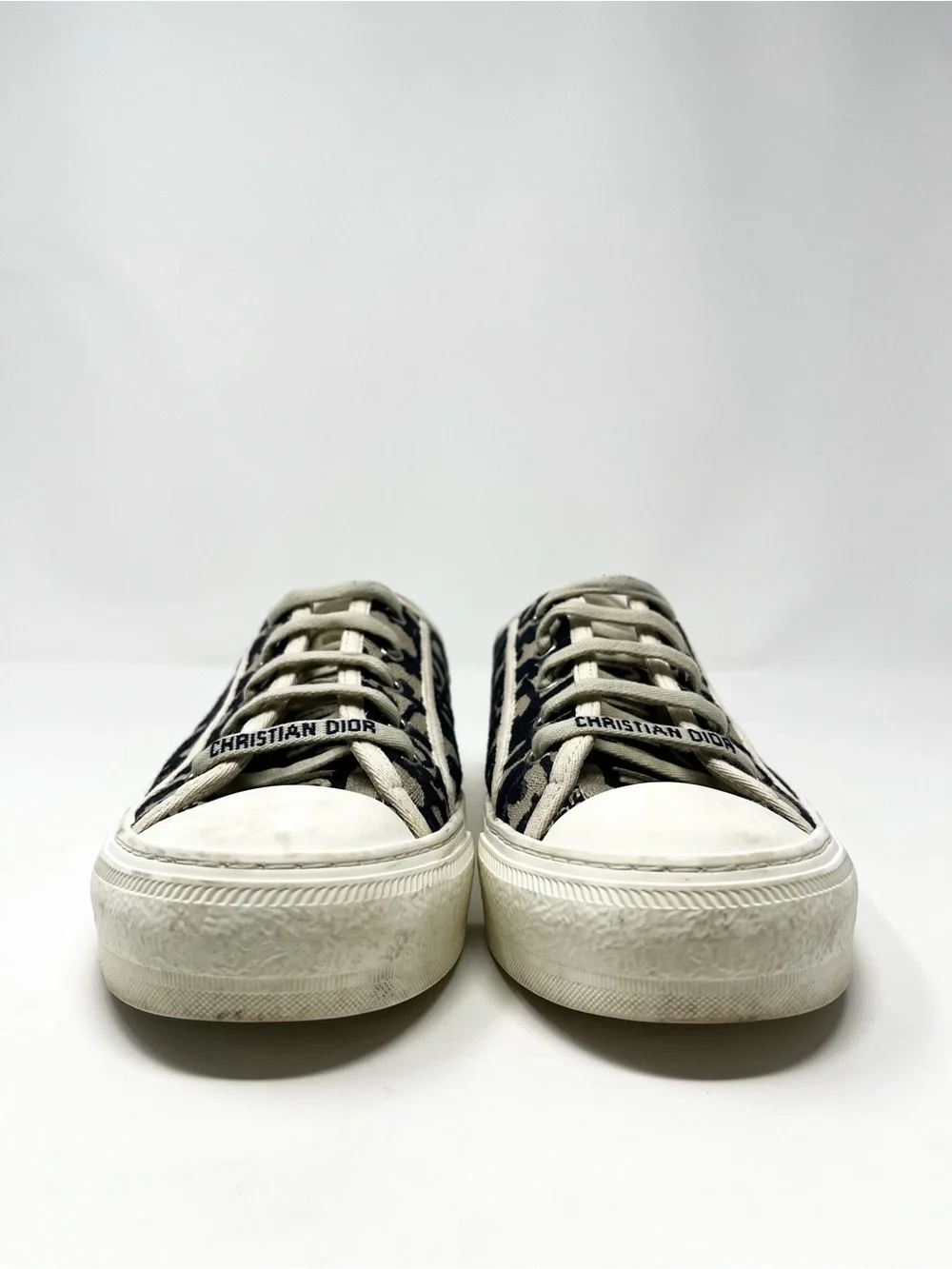 Christian Dior Walk N Dior Oblique Platform Sneakers Shoes Navy Blue White 37 7